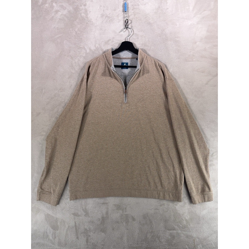 Johnnie-O Quarter Zip Sweater Mens XXL Brown Heather Performance Pullover Golf